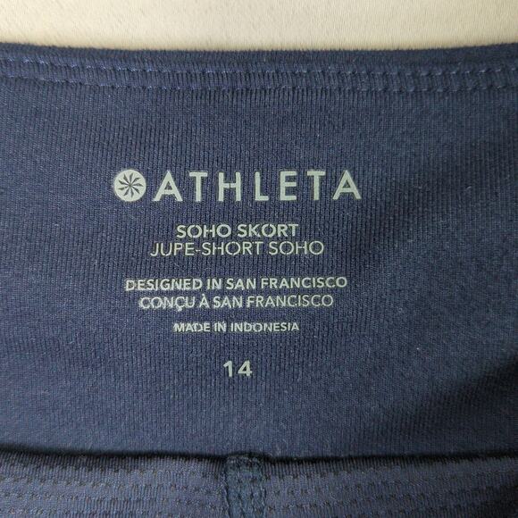 Athleta Soho Skort Jupe Short Womens 14 Blue Athletic Performance Pockets - Picture 2 of 8